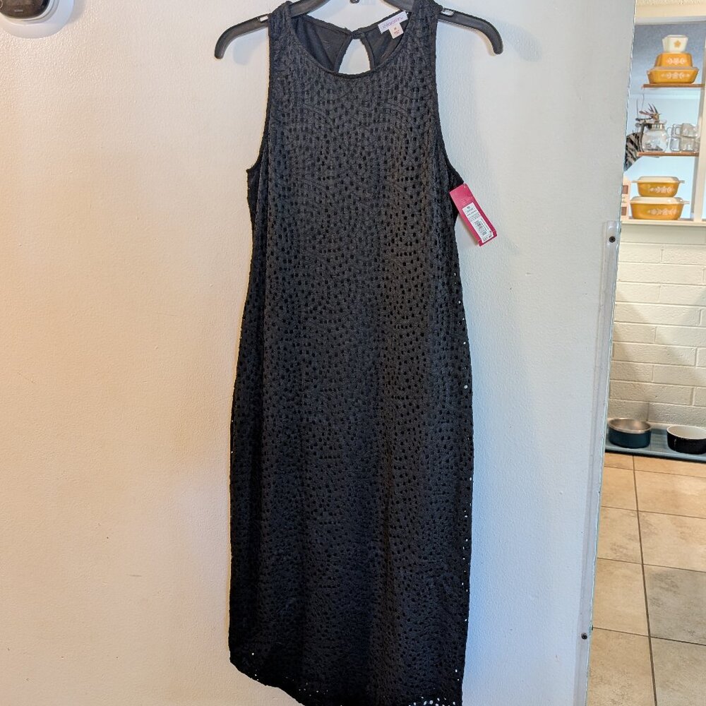Black Lace Midi Dress, Medium